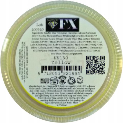 NEON żółta UV farba do malowania twarzy i ciała Diamond FX 30 g NEON żółta UV farba do malowania twarzy i ciała Diamond FX 30 g