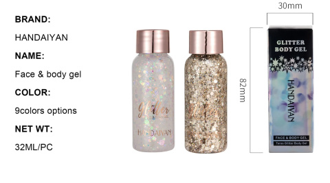 Żel brokatowy szampana hologram do twarzy i ciała 32 ml Żel brokatowy szampana hologram do twarzy i ciała 32 ml