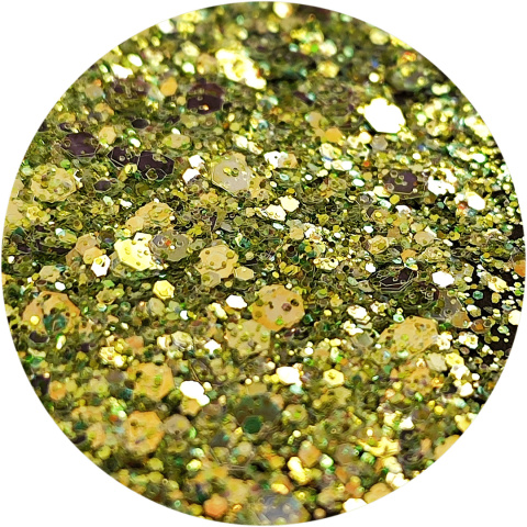 BROKAT SYPKI HOLOGRAFICZNY ZIELONE ZŁOTO MIX CHUNKY GLITTER #175 10 g, 100 g, 500 g, 1000 g.