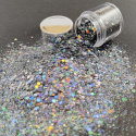 BROKAT SZARY HOLOGRAFICZNY GRUBY MIX CHUNKY GLITTER FP-18 10 g, 20g, 30g, 100 g, 500 g, 1000 g.