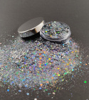 BROKAT SZARY HOLOGRAFICZNY GRUBY MIX CHUNKY GLITTER FP-18 10 g, 20g, 30g, 100 g, 500 g, 1000 g.