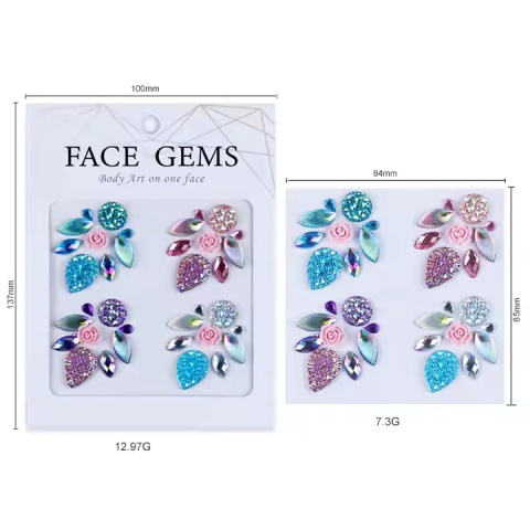 Naklejki błyszczące kryształki kolorowe 3D na twarz Face Gems Naklejki błyszczące kryształki kolorowe 3D na twarz Face Gems
