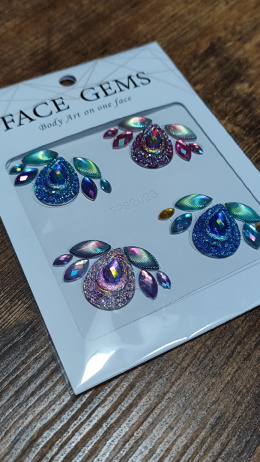 Naklejki błyszczące kryształki kolorowe 3D na twarz Face Gems